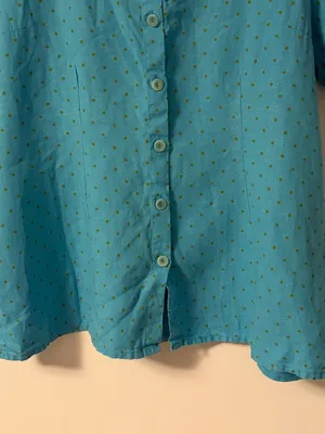 Flax 100% linen polka dot square neck button front blouse size large thumbnail 5