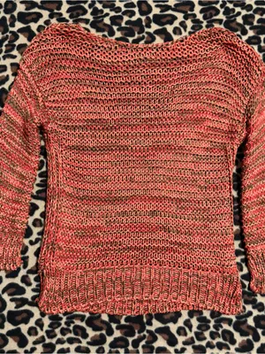 2000s vintage style whimsical bohemian orange marled knitted sweater thumbnail 3
