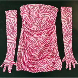 New! Miscreants Cupid Mini Dress & Oprah Gloves Pink‎ Zebra Sz Large $595 thumbnail 4