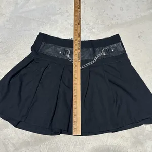 Royal Bones Black Chain Pleated Mini Skirt Punk Goth Y2K Emo Grunge Alt SZ M thumbnail 7