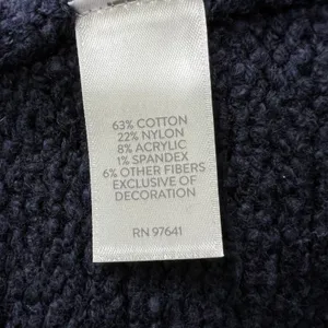 Pure Jill Women's Large Navy Blue Knit Sweater Whipstitch Trim Cotton Blend‎ thumbnail 5