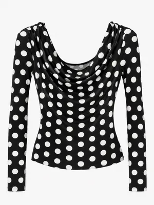 Polka Dot Long Sleeve Cowl neck Top thumbnail 1