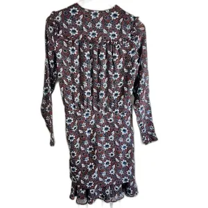 Veronica Beard Silk Floral Ruched Mini Dress Rust Blue‎ Size 0 thumbnail 4