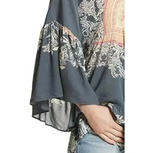 ✨Free People Sunset Dreams Printed Bell-Sleeve Sz Medium Tunic✨ thumbnail 4