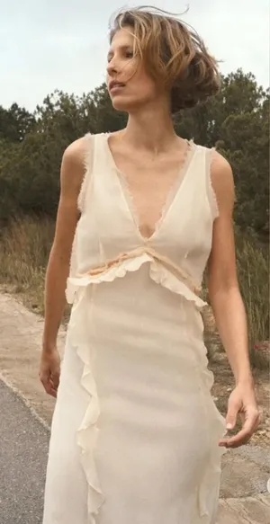 Zara midi dress with raw‎ hem and ruffles thumbnail 1