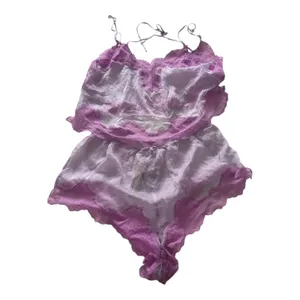 NWT SKIMS ROMANCE LACE CROPPED CAMI AND SHORT SET Sugar Plum Large thumbnail 8