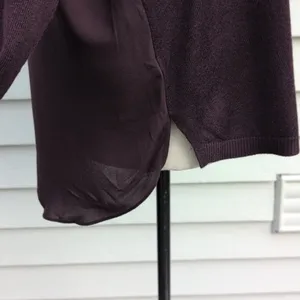 LOFT Mixed Media Sweater | Loft Maroon Mixed Media Sweater thumbnail 4