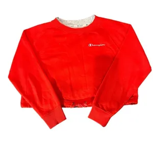 Champion‎ Sweatshirt Womens XS Red Cropped Crewneck Pullover Drawstring thumbnail 2