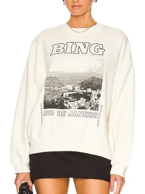 Anine Bing Jaci Sweatshirt Rio De Janeiro Size Large thumbnail 1