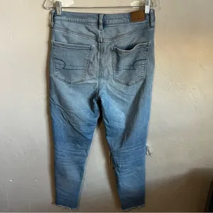 AEO Next Level Stretch Highest Rise Jegging‎ Crop Raw Hem Denim Jeans thumbnail 6