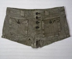 Free People Womens Cora Button Front Utility Cargo Mini Short in Moss Size 30 thumbnail 1