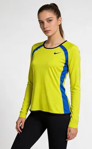 NIKE | Lime Green Long Sleeve Performance Top Sz M thumbnail 1