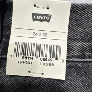 Levi's Premium Women Baggy Dad Straight Leg Mid Rise Jeans 24 Black Side Stripes thumbnail 6