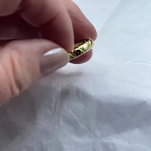 14K plated sterling silver size 8 simple X pattern ring. Gold thumbnail 6