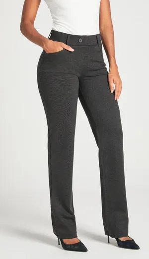 Betabrand 7-Pocket Dress Pant Yoga Pant Straight (Charcoal) size small thumbnail 1