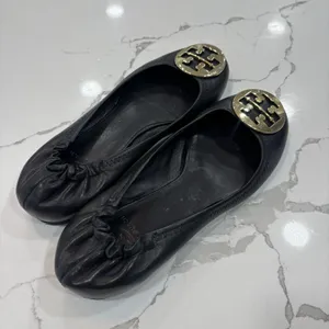 Tory Burch Shoes Womens Size 8.5 Black Minnie Travel Ballet Flat Napa Leather thumbnail 2