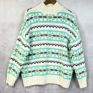 American Eagle‎ Chunky Sweater Women Small Fair Isle Mock Neck Nordic Hygge Cozy thumbnail 14