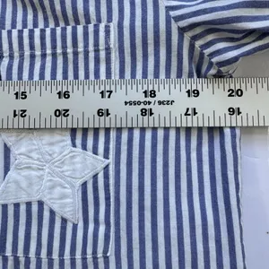 BFA Classics Blue White Striped Shirt Womens Med Petite Star Patriotic‎ Vintage thumbnail 7