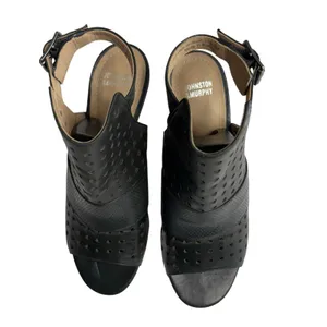 Johnston & Murphy‎ Braley Perf Wedge Black Peep Toe Cage Sandals 7M Preppy thumbnail 4