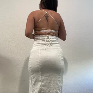 Zara White Ruched Spaghetti Strap Bodycon Dress thumbnail 4