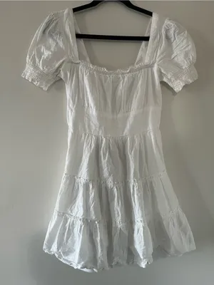 Altar'd State White 100% Cotton Milkmaid Puff Sleeve Mini Dress M Cottagecore thumbnail 1