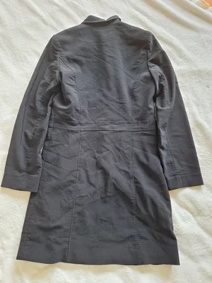 Vintage 90s Express World Brand Black Trench Coat Dress Jacket Women's 5/6 Small thumbnail 10