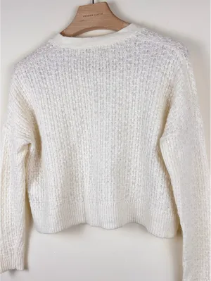 Madewell Mayfair Sweater Cardigan Antique Cream Alpaca Blend XXS Textured Knit thumbnail 7