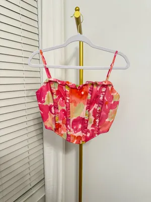 Blue Blush Floral Corset Crop Top – Size M thumbnail 2
