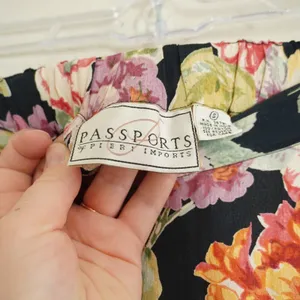 Passports Pier 1 Imports Vintage Floral Maxi Skirt Black Rayon Boho Size Small thumbnail 4