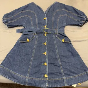 Commense Pocketed Belted Denim Dress thumbnail 1