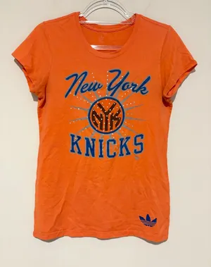 Adidas New York Knicks Bling Shirt orange blue women size large thumbnail 1
