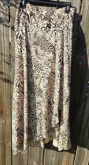 Japna Animal Print Wrap Stretch Midi Skirt SIZE Large thumbnail 1