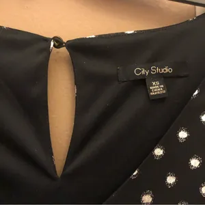 City Studio Polka Dot Foil Long sleeve Ruffle Dress Black‎ Gold XS thumbnail 8