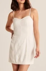 NWT! Abercrombie & Fitch Linen-Blend White Mini Dress thumbnail 1