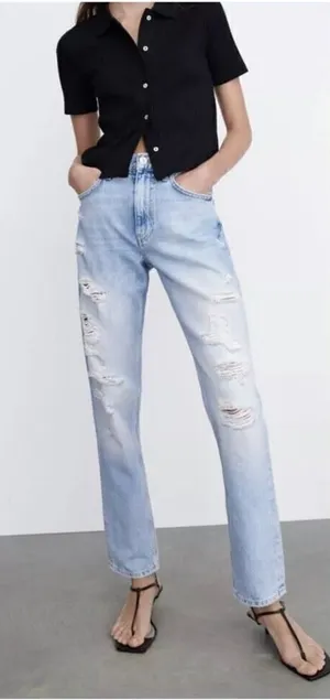 Zara The Truth Slim‎ ripped distressed mid-rise jeans sz 8 thumbnail 1
