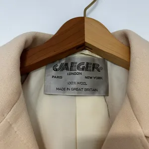 Jaeger London Vintage 100% Wool Trench Coat Cream Made in Great Britain Size 12 thumbnail 7
