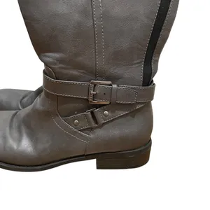 G By Guess Riding Boots Gray Women Size 9 Tall Knee High Buckle Strap Zip Boots thumbnail 3