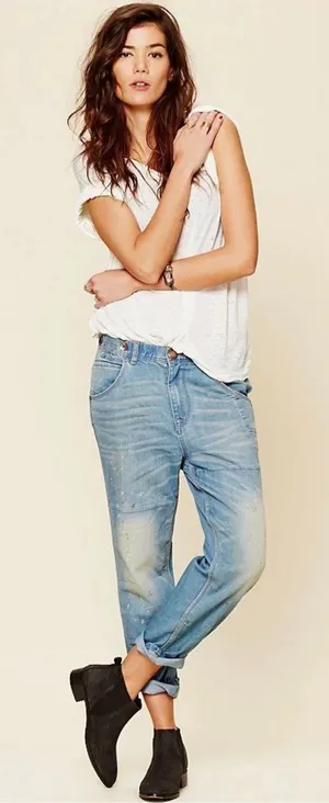 Free People Boyfriend Carpenter Jeans Aquamarine 25 thumbnail 1