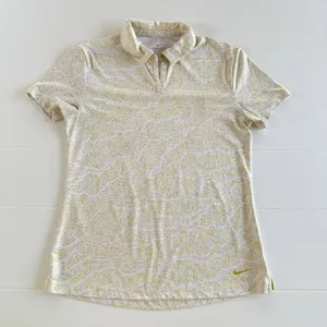 Nike Womens Size Small Golf Dri-FIT UV Protection Printed Yellow Polo thumbnail 1