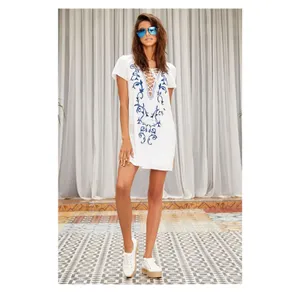 Lulus Down in Kokomo White Lace Up V Neck Dress Size Small thumbnail 2