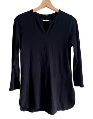 Lauren‎ Ralph Lauren black long sleeved v-neck blouse women's size S soft drape thumbnail 1