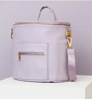 Fawn Design Lavender Leather Convertible Backpack Gold Hardware RARE flawed thumbnail 1