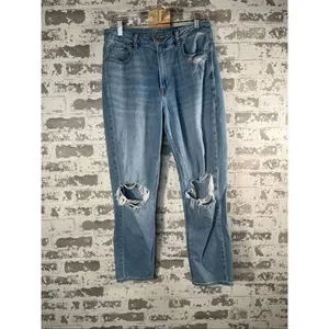 American Eagle | women mom jean distressed denim thumbnail 8