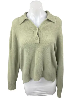 Abercrombie & Fitch Women's Green Long Sleeve Collared Polo Sweater Top Size S thumbnail 1