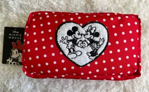 Disney Minnie Mouse Red with White Polka Dot Cosmetic Makeup Bag NEW Heart thumbnail 1