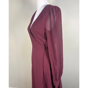 Lulus My Whole Heart Wrap Dress S‎ Burgundy Long Sleeve Gown thumbnail 8