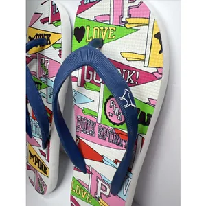 Victoria's Secret PINK Flip Flops Large Collegiate‎ Pennant Love Spirit New thumbnail 4
