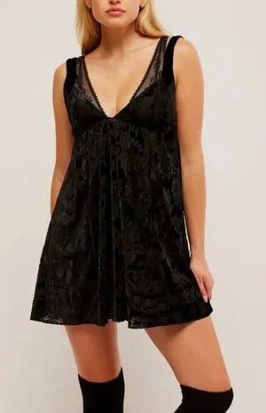 FREE PEOPLE NWT Snow Angel Mini Slip / Black Combo - S thumbnail 1