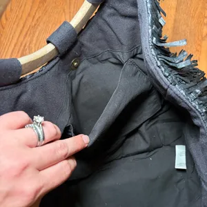 Anthropologie Fringe Bag Black Cotton thumbnail 5