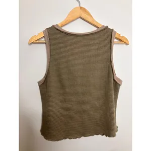 POL Henley Tank Top Womens Large Green Excellent Waffle Knit SMT1648 trendy thumbnail 7